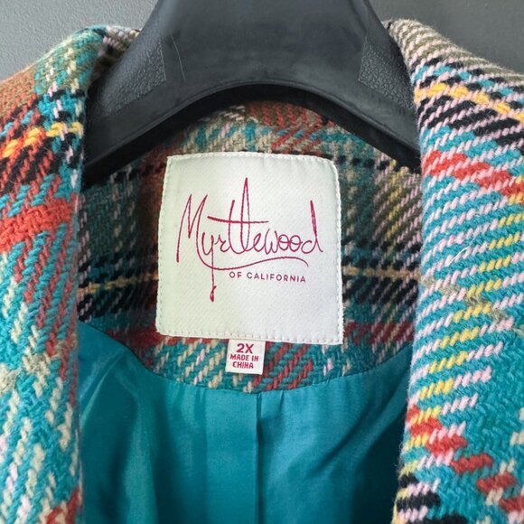 Modcloth Myrtlewood of California Colorful Herringbone Plaid Vest PLUS 2x - Picture 2 of 6